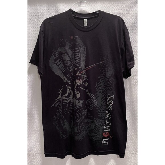 NEW Fight it Out Snake Dragon Graphic T Shirt Adult L MMA Viking Warrior Comic - Picture 1 of 4